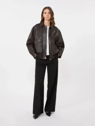 Veste en cuir, marron