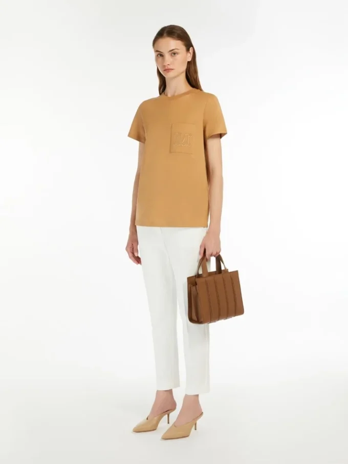 T-shirt en jersey de coton, couleur camel