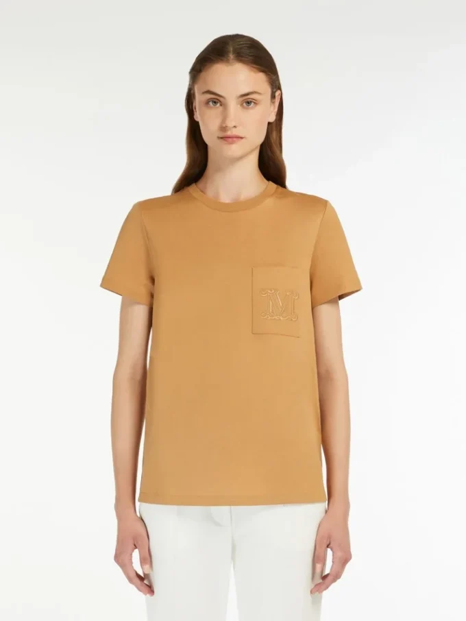 T-shirt en jersey de coton, couleur camel