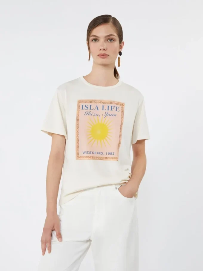 T-shirt en jersey de coton, écru