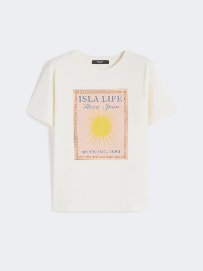T-shirt en jersey de coton, écru
