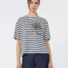 T-shirt en jersey de coton imprimé, bleu marine T-shirt en jersey de coton imprimé, bleu marine