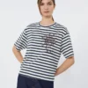 T-shirt en jersey de coton imprimé, bleu marine T-shirt en jersey de coton imprimé, bleu marine