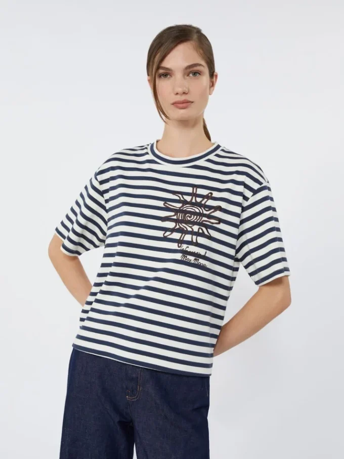T-shirt en jersey de coton imprimé, bleu marine T-shirt en jersey de coton imprimé, bleu marine
