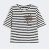 T-shirt en jersey de coton imprimé, bleu marine T-shirt en jersey de coton imprimé, bleu marine
