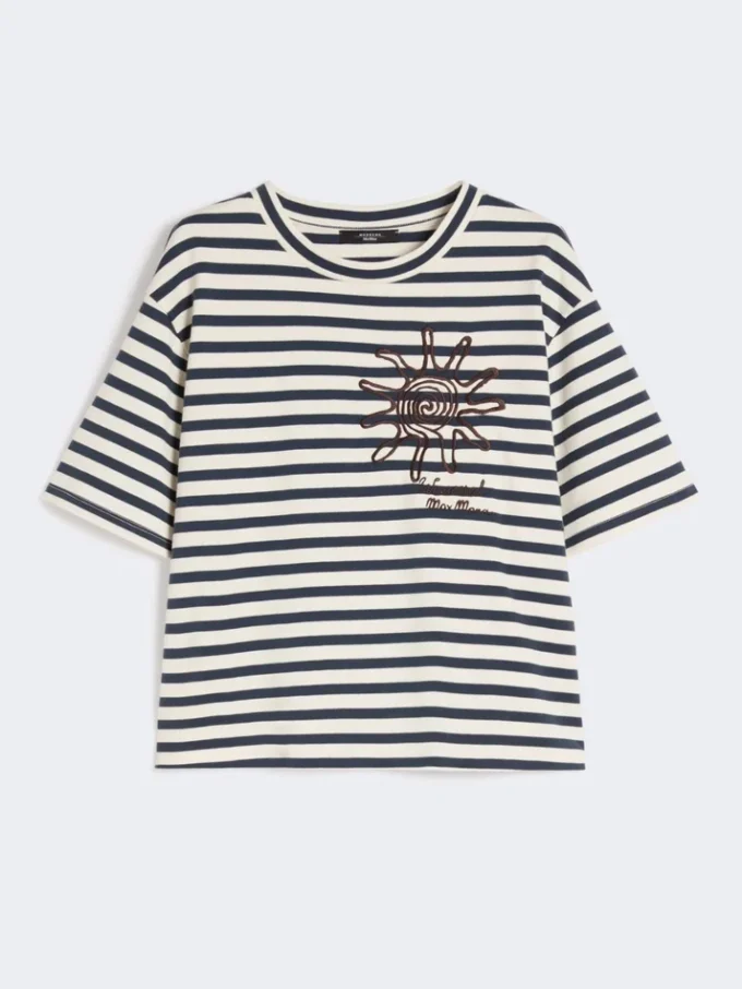 T-shirt en jersey de coton imprimé, bleu marine T-shirt en jersey de coton imprimé, bleu marine