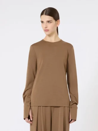 T-shirt en jersey de laine, couleur tabac