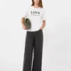 T-shirt en jersey orné d&rsquo;imprimés et de broderies, blanc