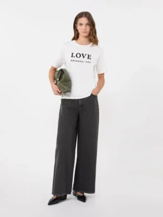 T-shirt en jersey orné d&rsquo;imprimés et de broderies, blanc