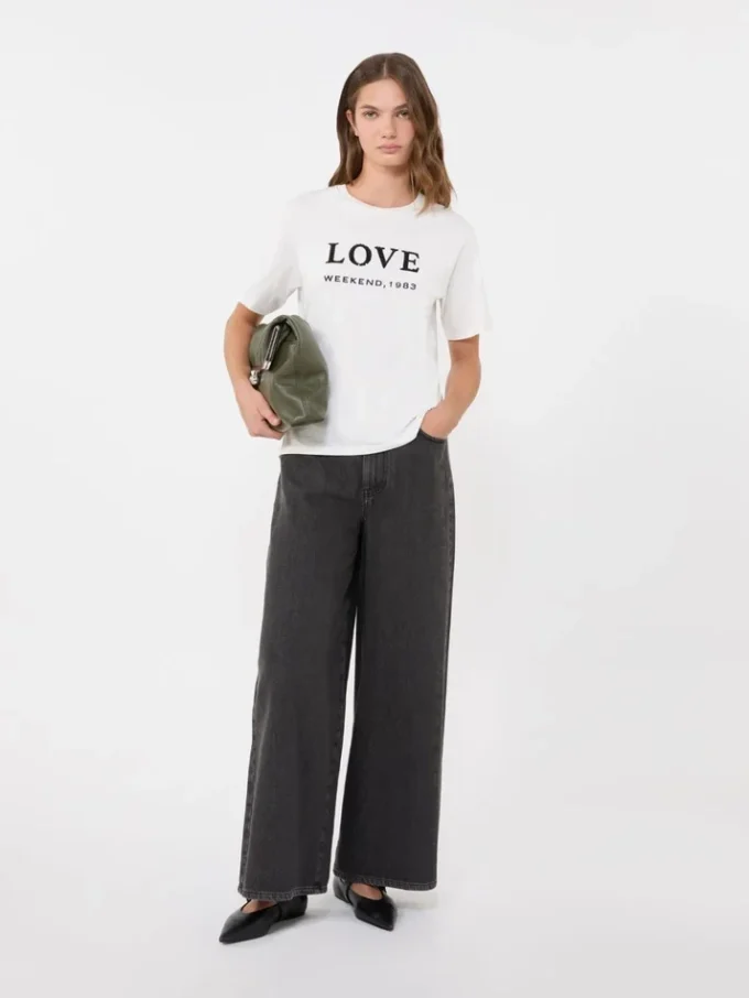 T-shirt en jersey orné d&rsquo;imprimés et de broderies, blanc