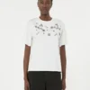 T-shirt en jersey orné d&rsquo;imprimés et de broderies, blanc