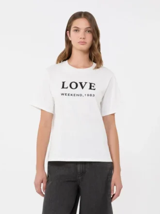 T-shirt en jersey orné d&rsquo;imprimés et de broderies, blanc