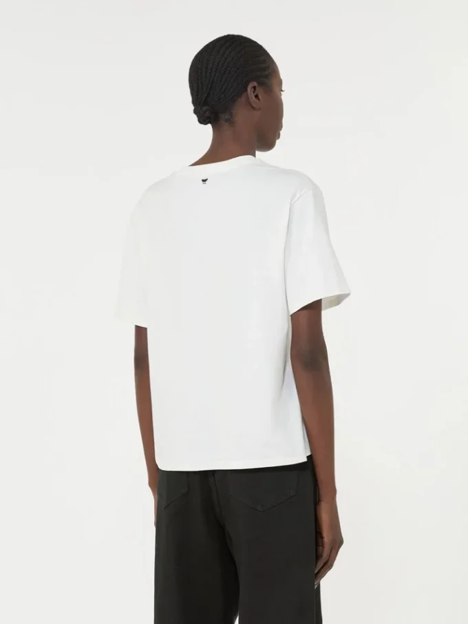 T-shirt en jersey orné d&rsquo;imprimés et de broderies, blanc