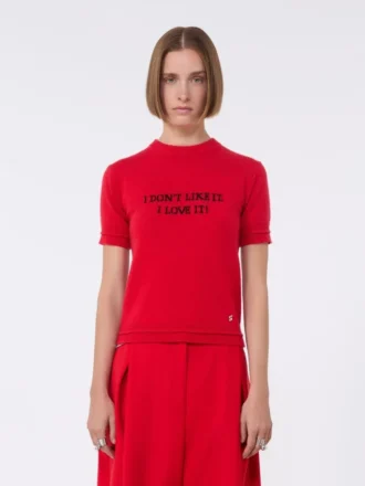 T-shirt en maille de laine et cachemire, rouge T-shirt en maille de laine et cachemire, rouge