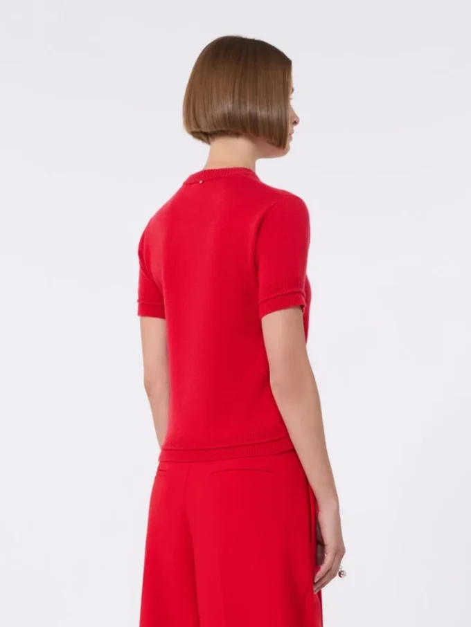 T-shirt en maille de laine et cachemire, rouge T-shirt en maille de laine et cachemire, rouge