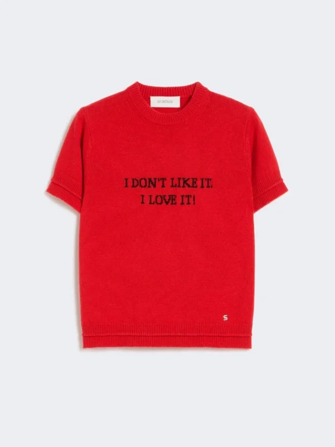 T-shirt en maille de laine et cachemire, rouge T-shirt en maille de laine et cachemire, rouge