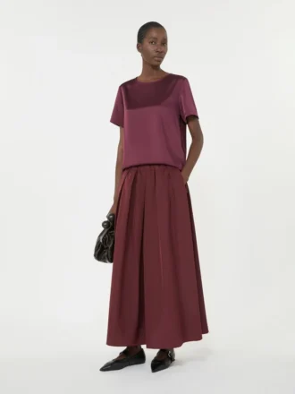 T-shirt en satin et jersey, bordeaux