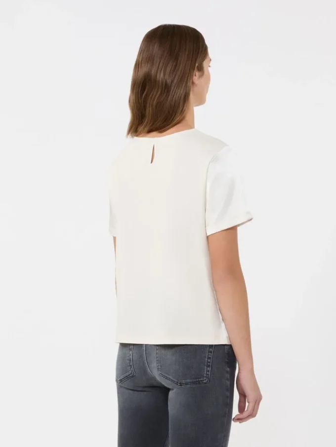 T-shirt en satin et jersey, écru T-shirt en satin et jersey, écru