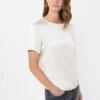 T-shirt en satin et jersey, écru T-shirt en satin et jersey, écru