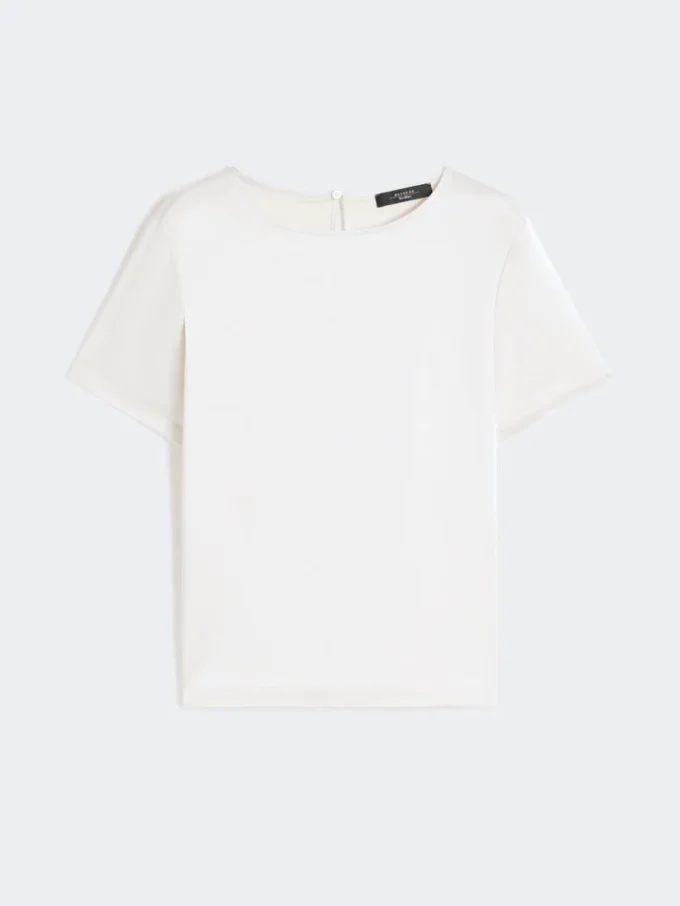 T-shirt en satin et jersey, écru T-shirt en satin et jersey, écru