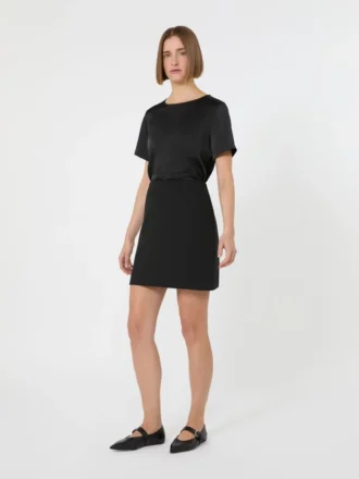 T-shirt en satin et jersey, noir