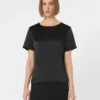 T-shirt en satin et jersey, noir T-shirt en satin et jersey, noir