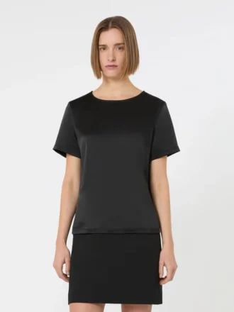 T-shirt en satin et jersey, noir