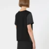 T-shirt en satin et jersey, noir T-shirt en satin et jersey, noir