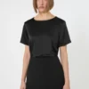 T-shirt en satin et jersey, noir T-shirt en satin et jersey, noir