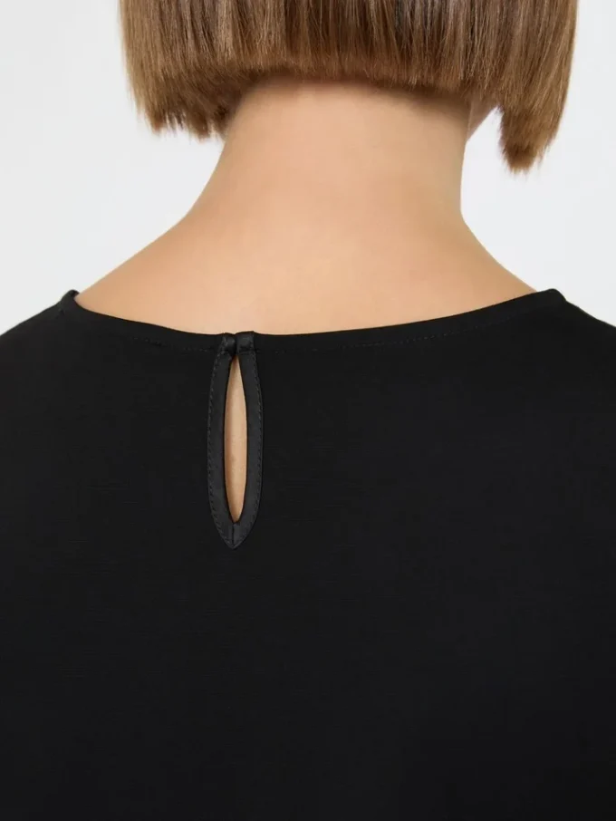 T-shirt en satin et jersey, noir T-shirt en satin et jersey, noir