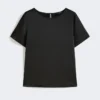T-shirt en satin et jersey, noir T-shirt en satin et jersey, noir