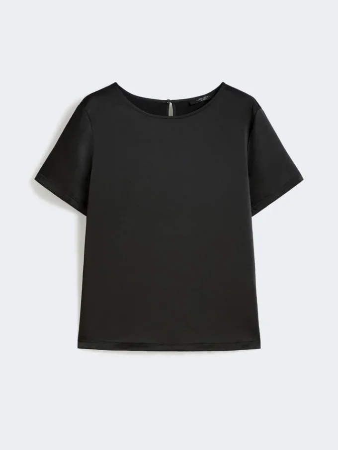T-shirt en satin et jersey, noir T-shirt en satin et jersey, noir