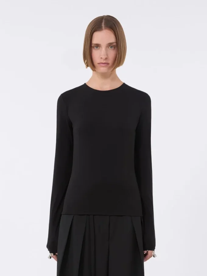 T-shirt moulant en jersey, noir