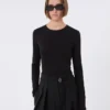 T-shirt moulant en jersey, noir