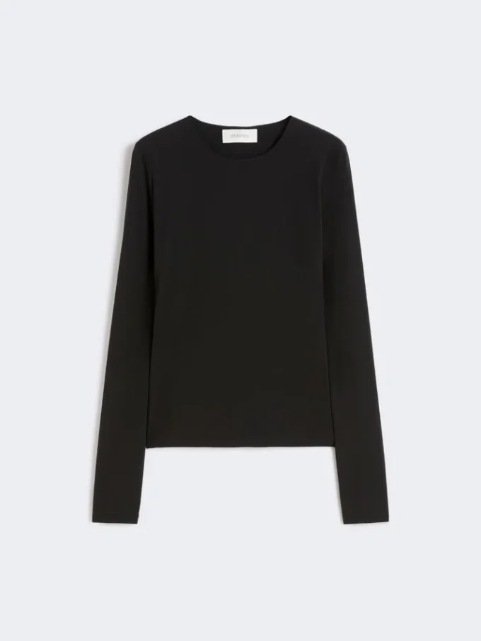 T-shirt moulant en jersey, noir