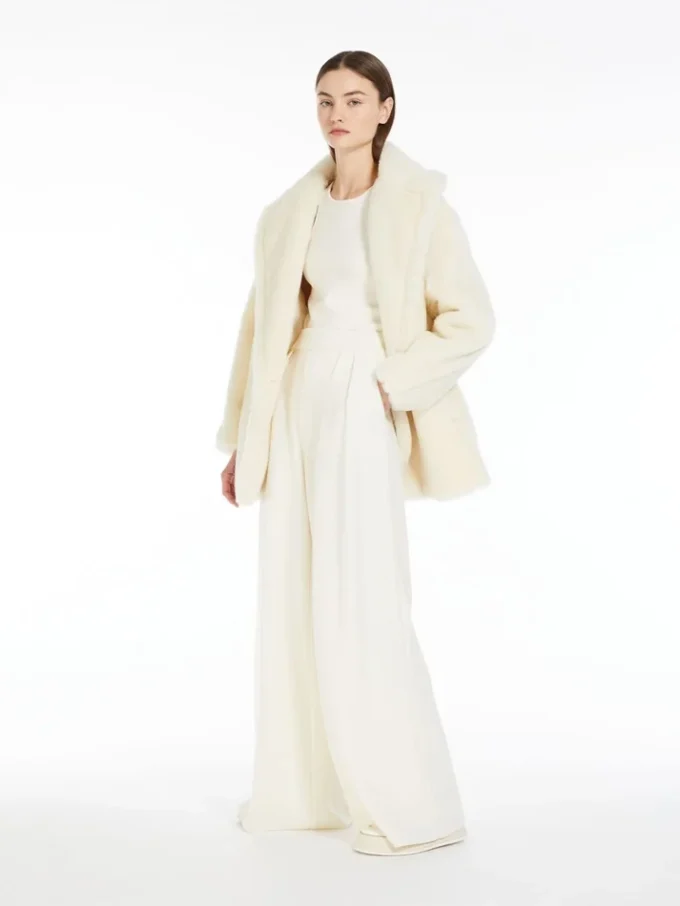 Teddy Bear Icon Coat en alpaga et laine, blanc