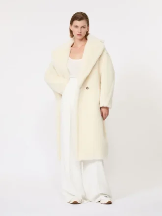 Teddy Bear Icon Coat en alpaga et laine, blanc