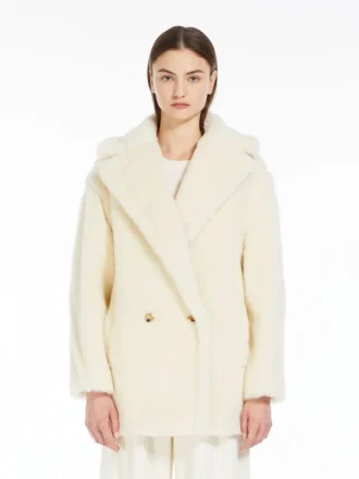 Teddy Bear Icon Coat en alpaga et laine, blanc