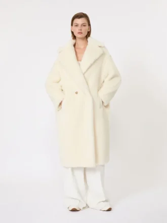 Teddy Bear Icon Coat en alpaga et laine, blanc