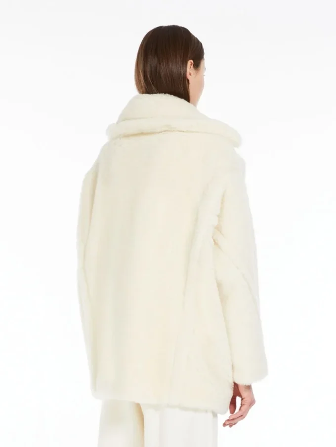 Teddy Bear Icon Coat en alpaga et laine, blanc