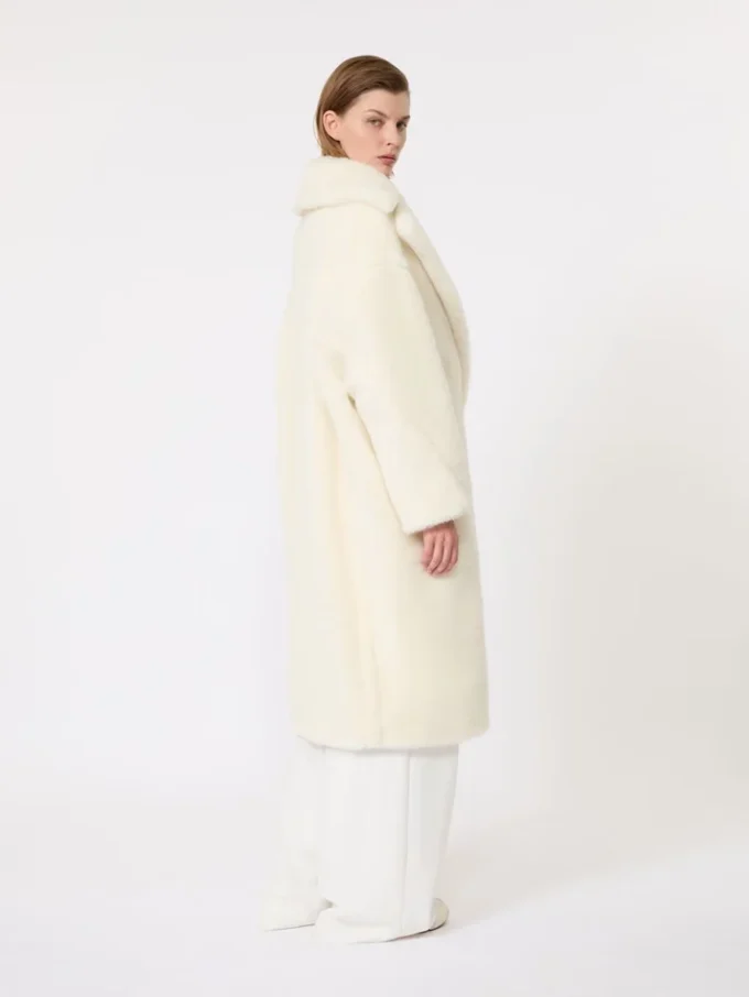 Teddy Bear Icon Coat en alpaga et laine, blanc