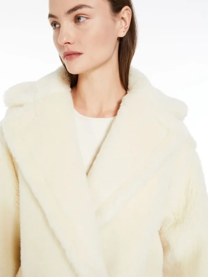 Teddy Bear Icon Coat en alpaga et laine, blanc