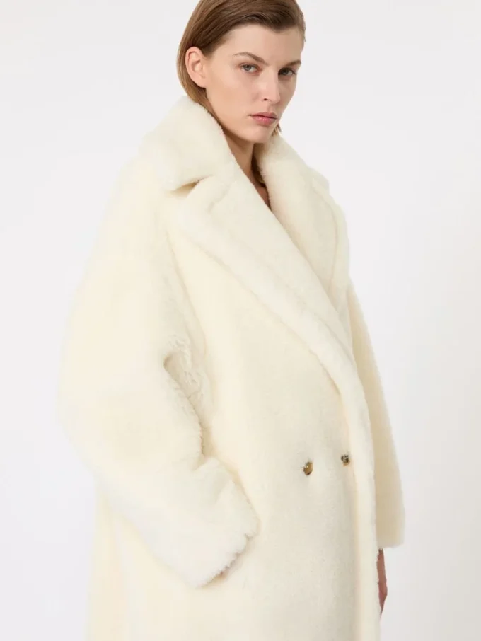 Teddy Bear Icon Coat en alpaga et laine, blanc