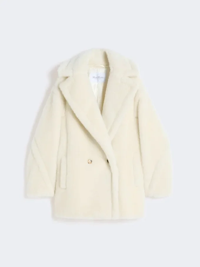 Teddy Bear Icon Coat en alpaga et laine, blanc