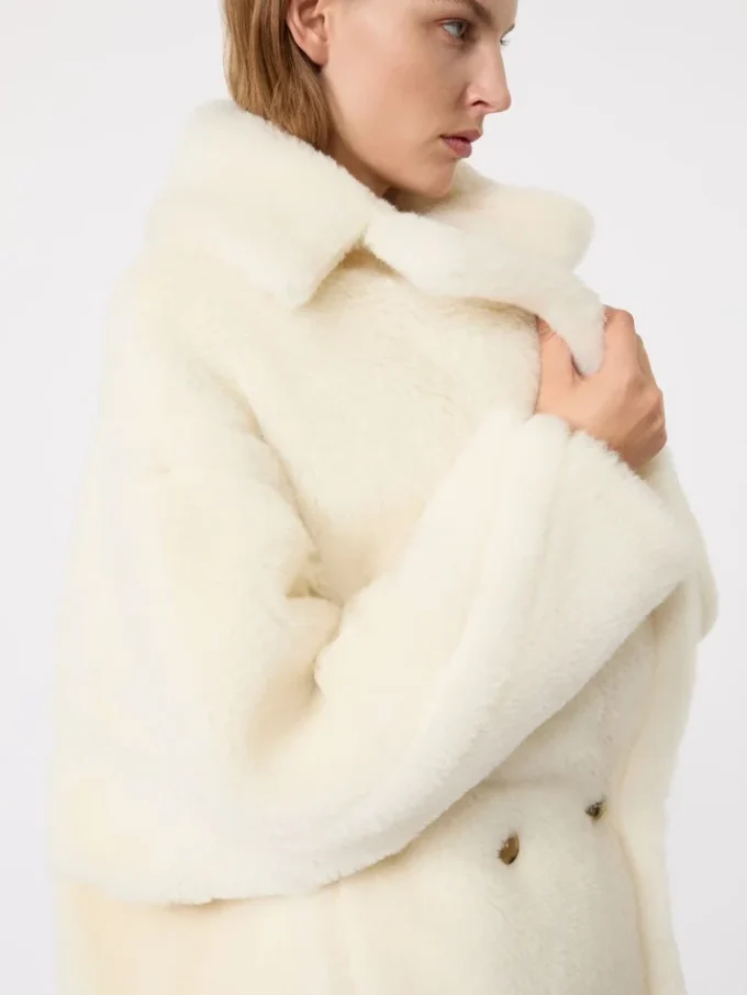 Teddy Bear Icon Coat en alpaga et laine, blanc