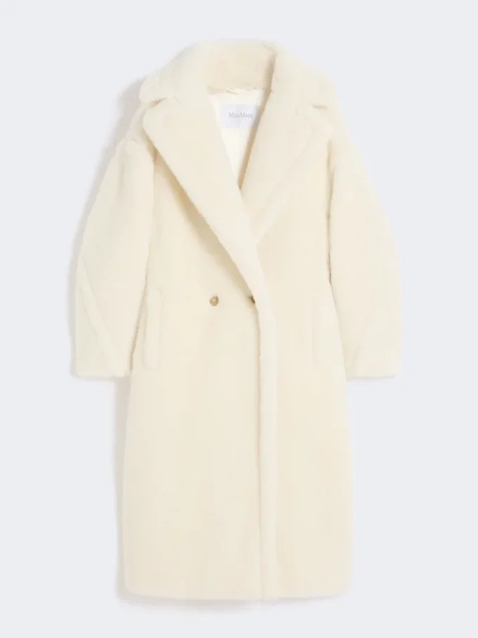 Teddy Bear Icon Coat en alpaga et laine, blanc