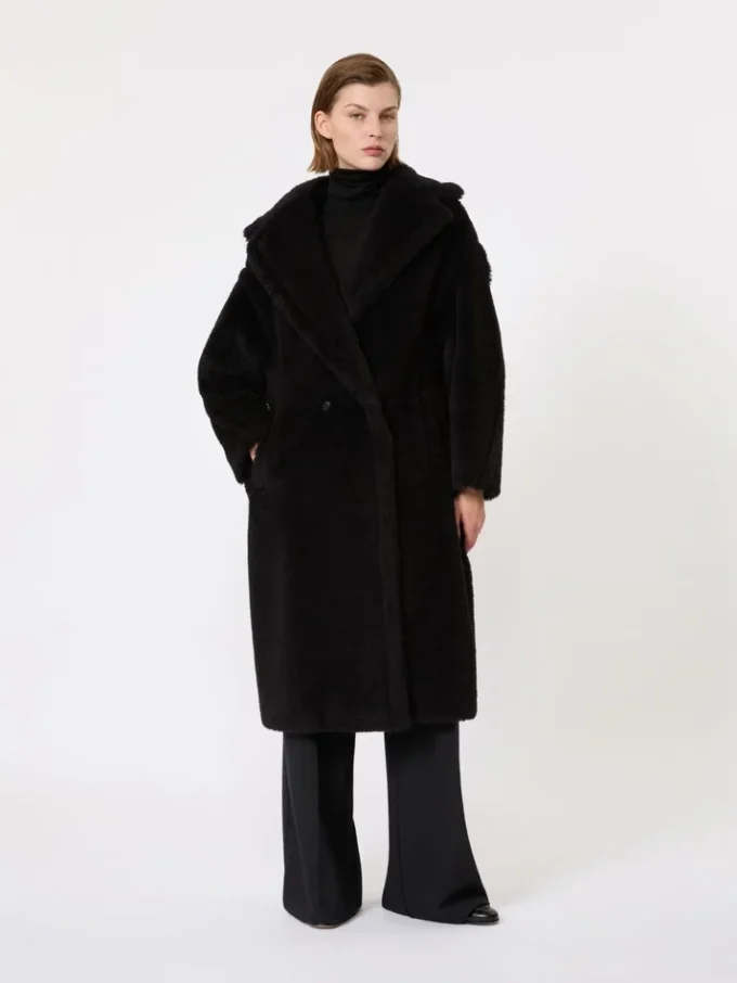 Teddy Bear Icon Coat en alpaga et laine, noir