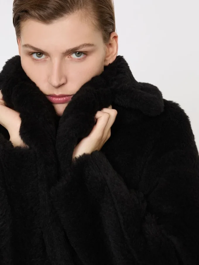 Teddy Bear Icon Coat en alpaga et laine, noir