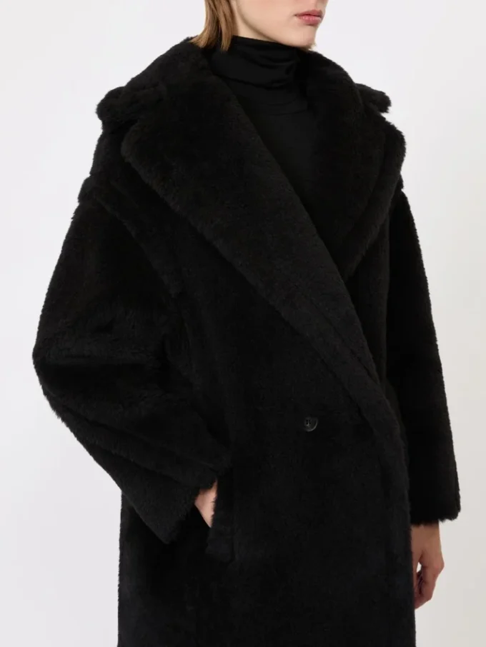 Teddy Bear Icon Coat en alpaga et laine, noir