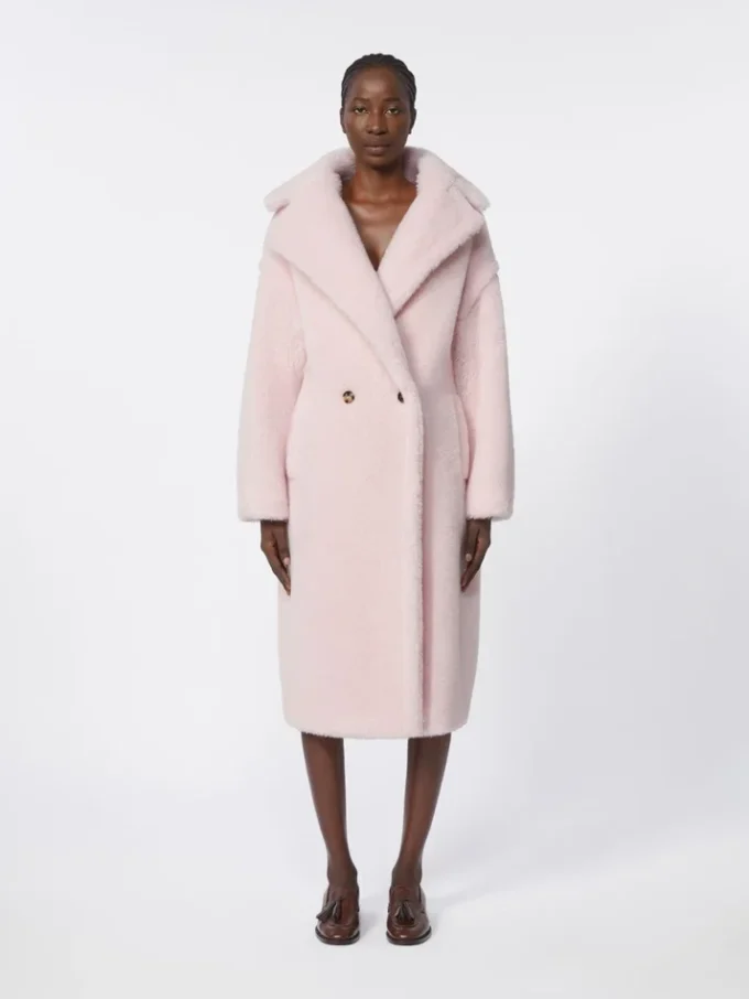 Teddy Bear Icon Coat en alpaga et laine, rose